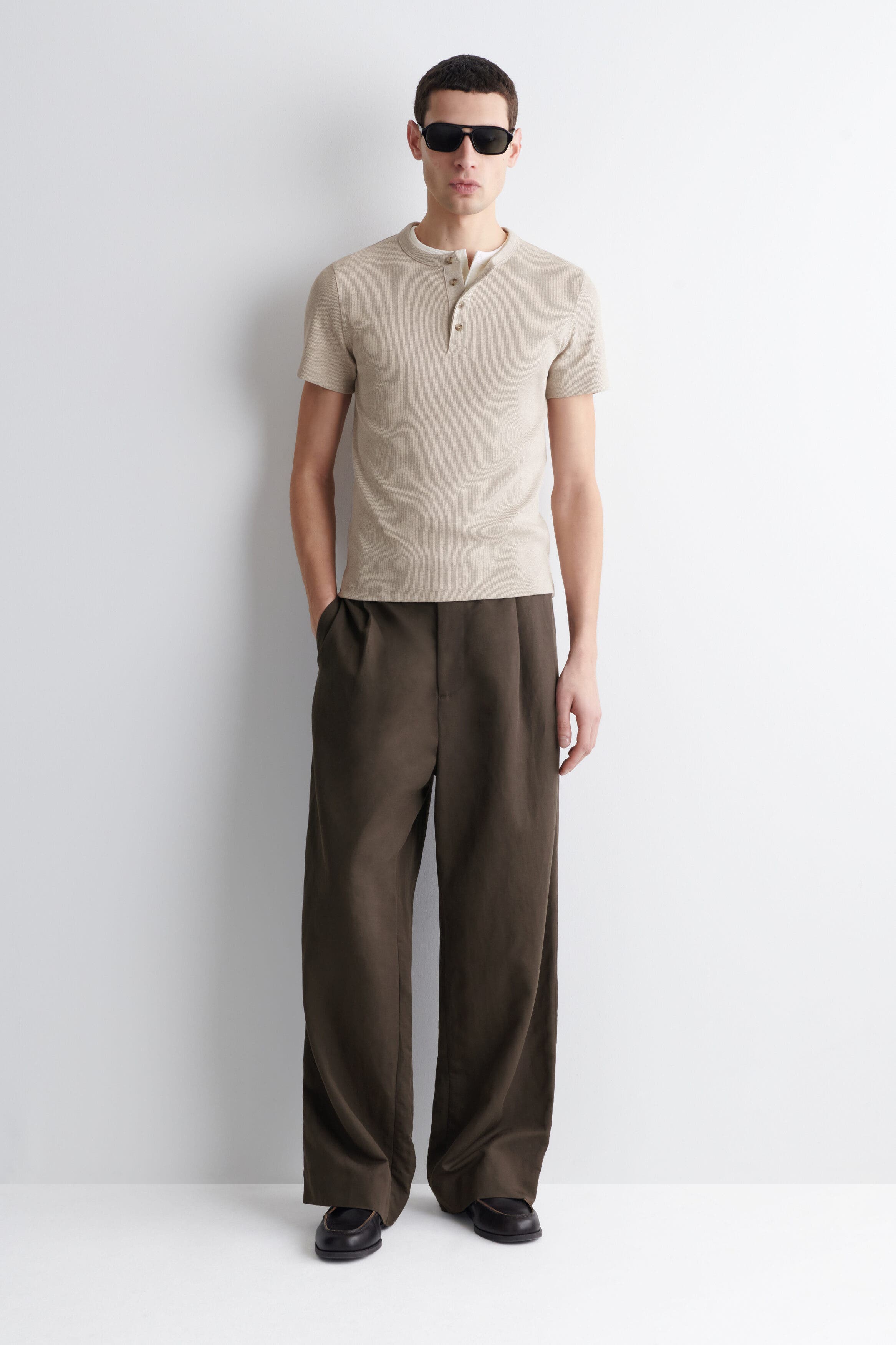 Slim-Fit Ribbed Henley T-Shirt - image 4
