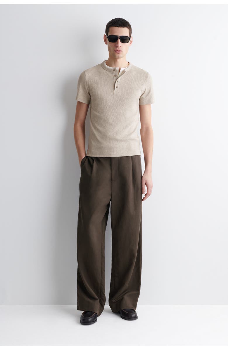 COS Slim-Fit Ribbed Henley T-Shirt, Alternate, color, Beige Mélange