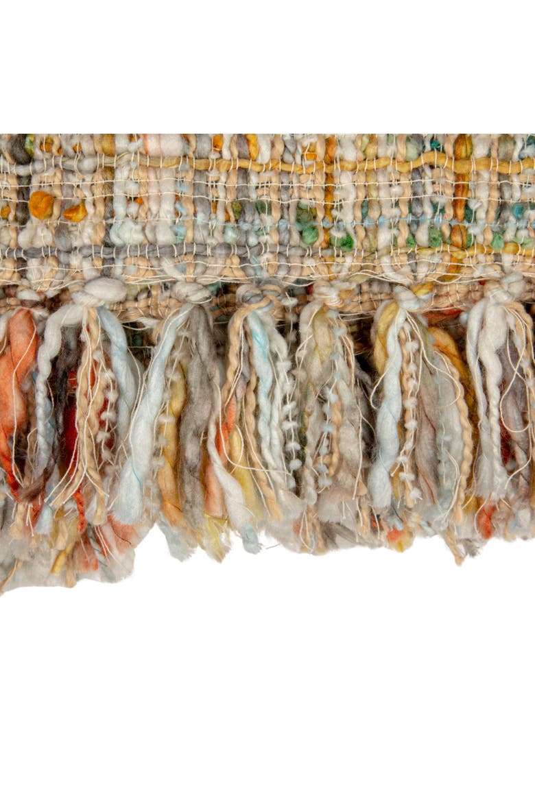 Woven Acrylic Bouclé Throw Blanket with Fringe, Multicolor, Alternate, color, Multicolor