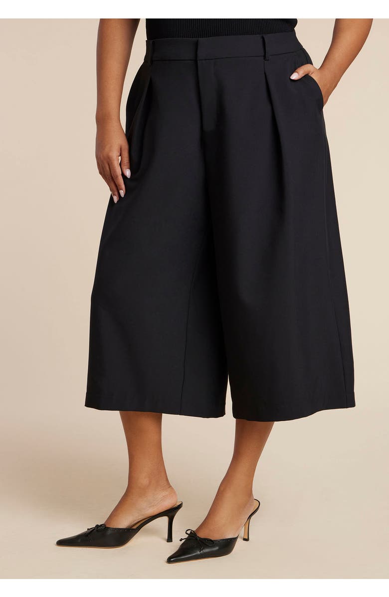 ELOQUII Wide Leg Culotte, Alternate, color, Black Onyx