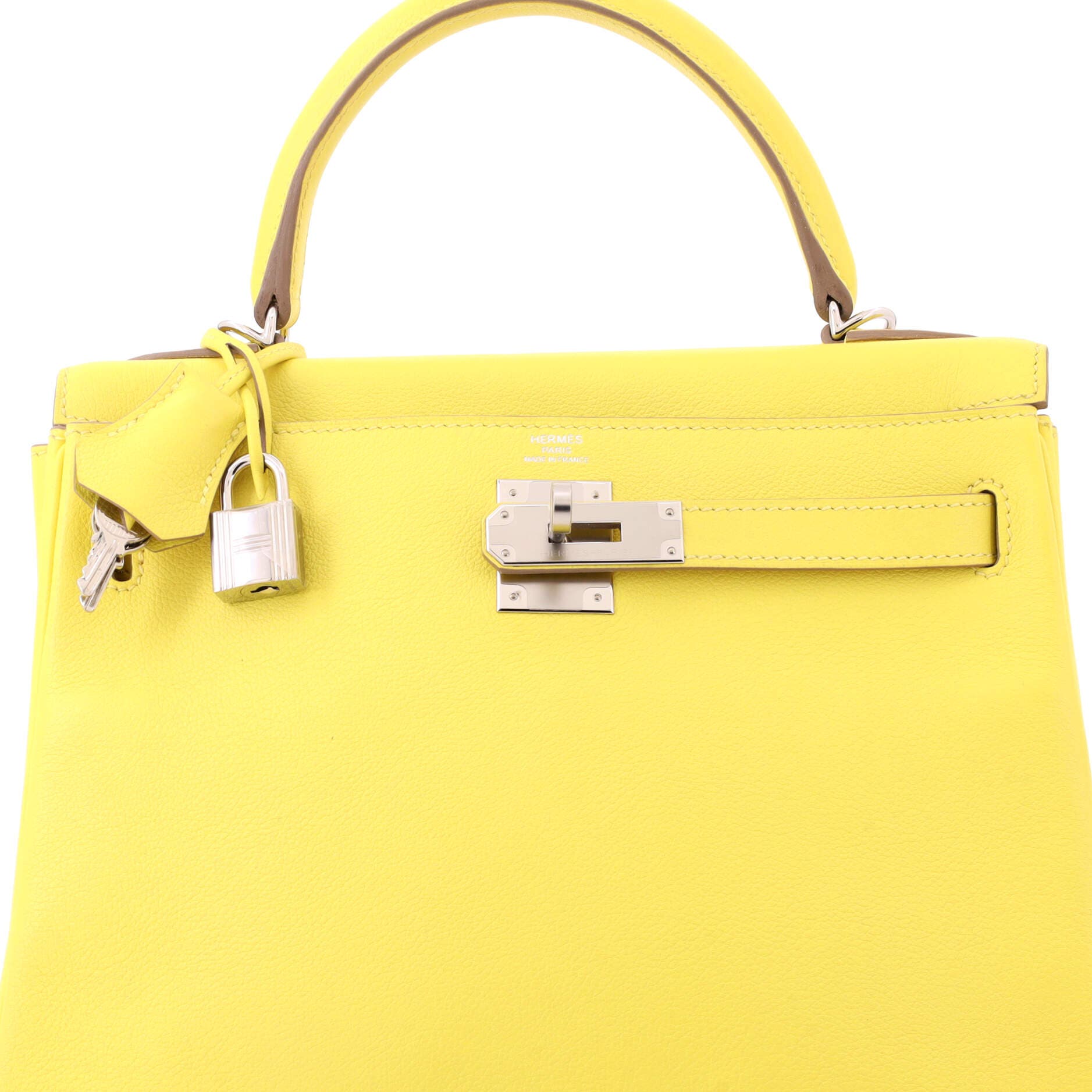 Pre-Owned Hermes Kelly Handbag Yellow Evercolor with Palladium Hardware 28, Alternate, color, 