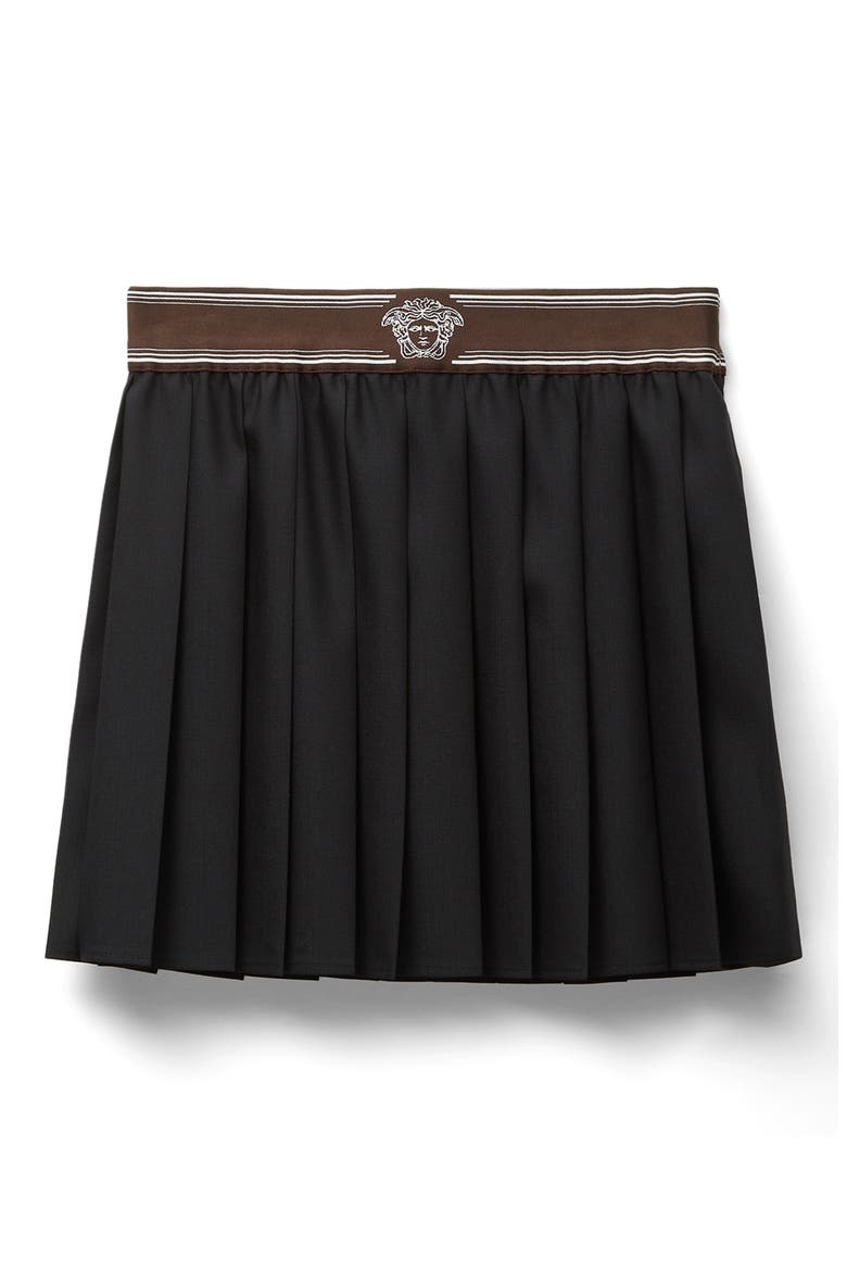 Pleated Wool & Mohair Miniskirt, Alternate, color, BLACK