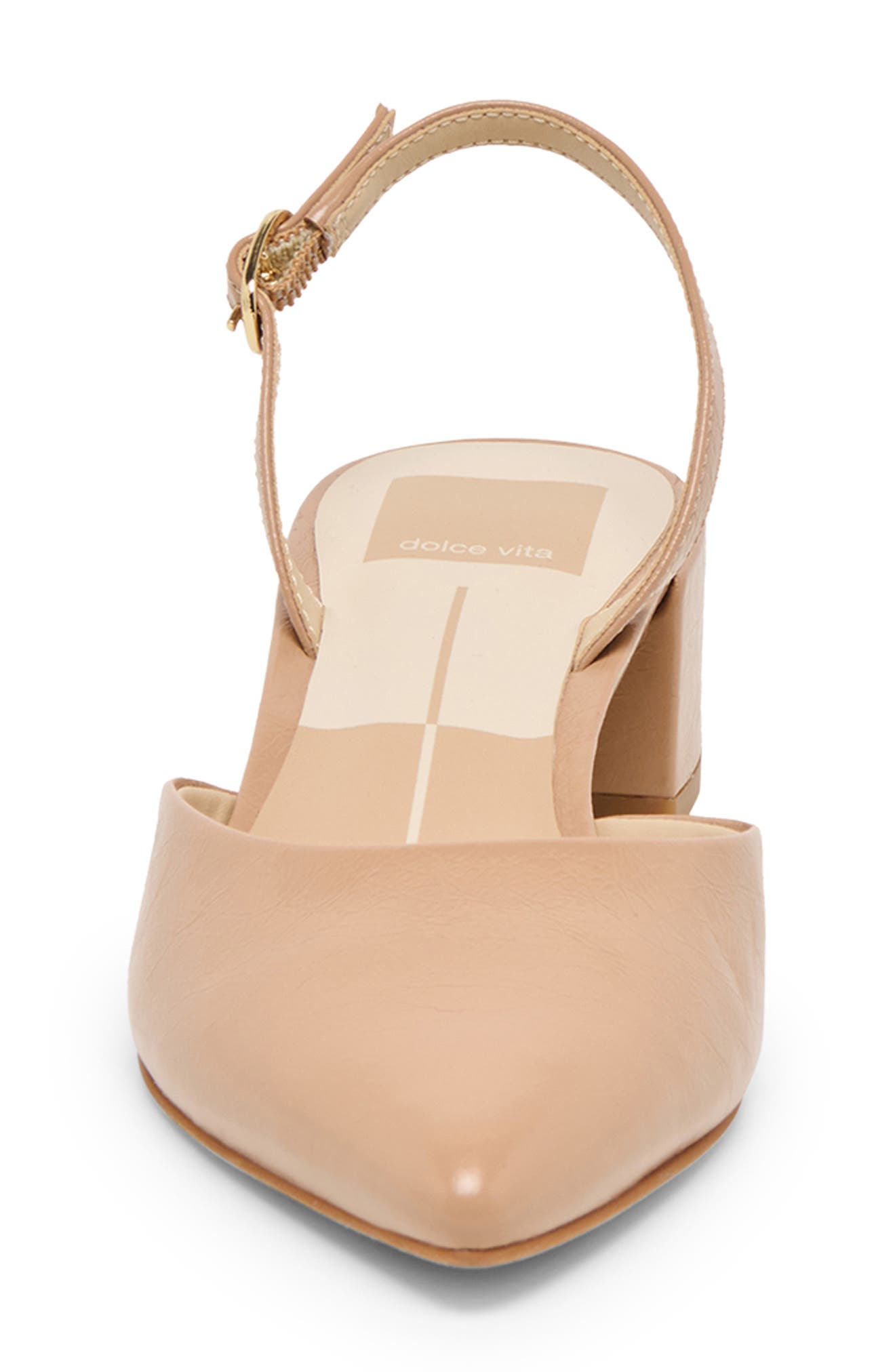 Carel Pointed Toe Slingback Pump, Alternate, color, LIGHT TAN CRINKLE PATENT