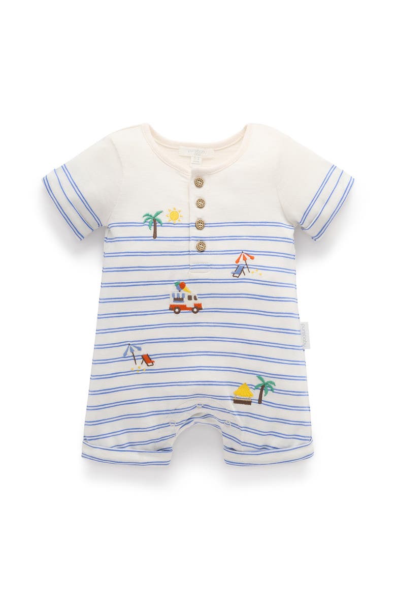 Resort Striped Romper, Main, color, Pacific Mini Stripe