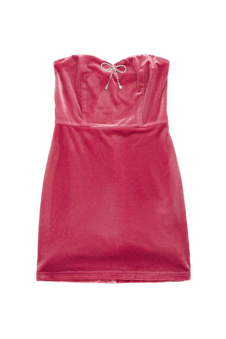 Ella Velour Diamond Bow Dress, Main, color, Pink