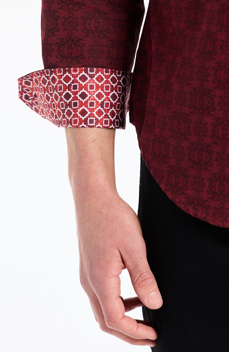 Robert Graham Stellman Long Sleeve Button-Up Shirt, Alternate, color, Burgundy