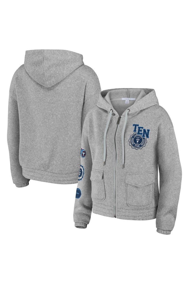 Women's WEAR by Erin Andrews Heather Gray Tennessee Titans Full-Zip Hoodie, Main, color, Heather Gray
