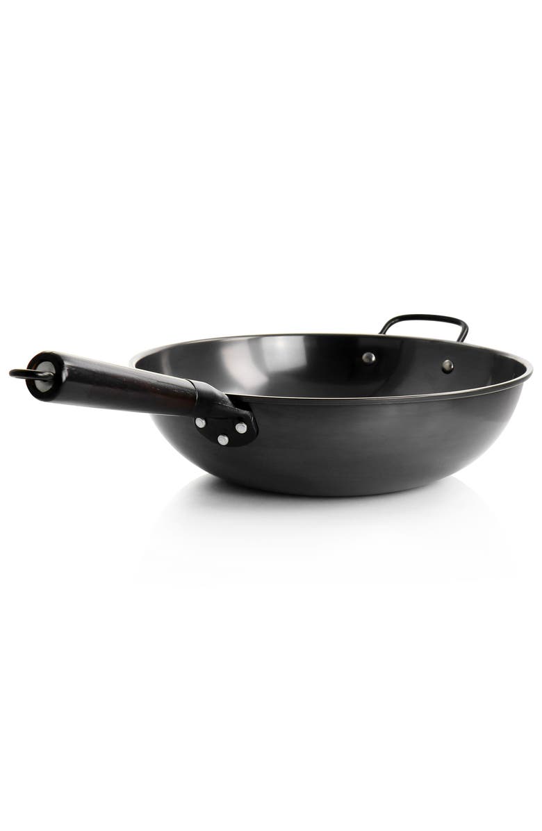 Gibson Home Debossed 13 Inch Heavy Gauge Carbon Steel Wok, Alternate, color, Black