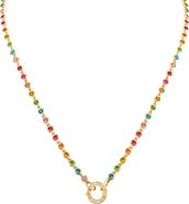 EDEN PRESLEY Rainbow Bezel & Pavé Diamond Open Pendant Necklace