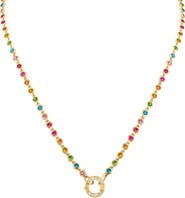 EDEN PRESLEY Rainbow Bezel & Pavé Diamond Open Pendant Necklace