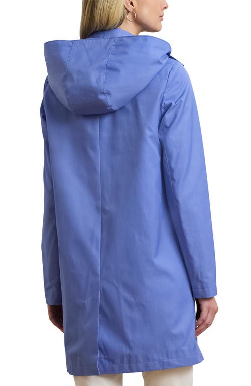 Ralph Lauren Lauren  Longline Raincoat With Removable Hood In Blue