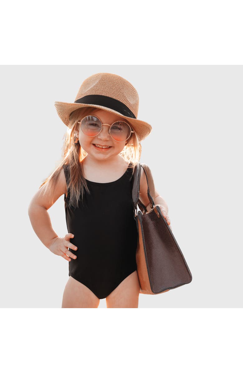 CITY THREADS Girls UPF 50+ Nylon/Spandex Blend One-Piece Swimsuit, Main, color, Black