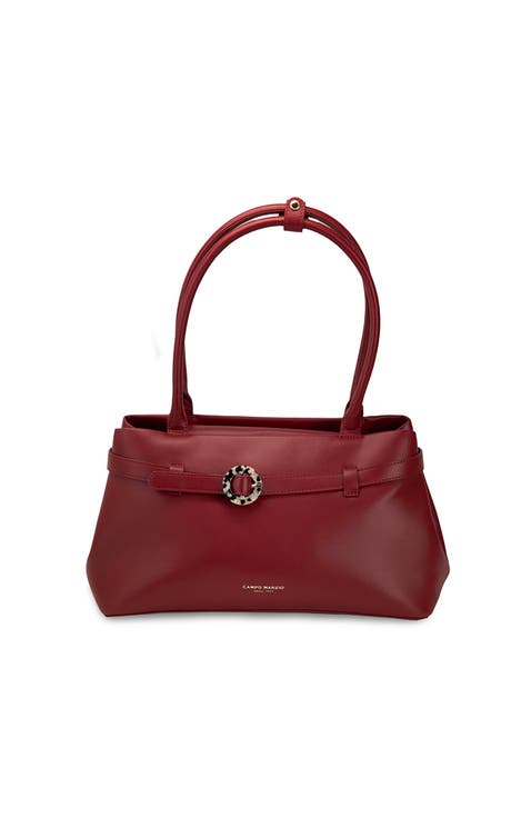 Glide Structured Shoulder Tote Bag with Double Handles & Decorative Buckle Detail