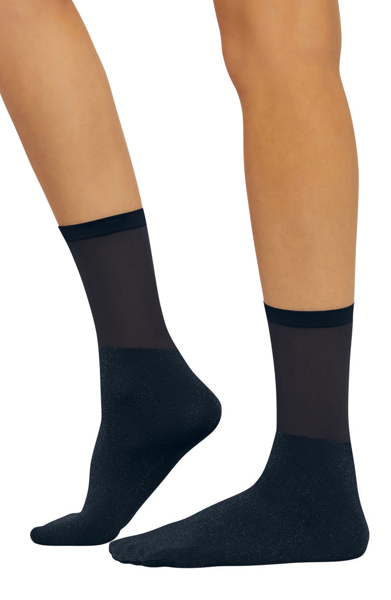 Wolford Shiny Sheer Crew Socks, Main, color, 