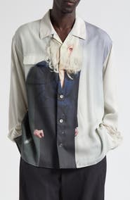 Undercover Graphic Print Long Sleeve Camp Shirt