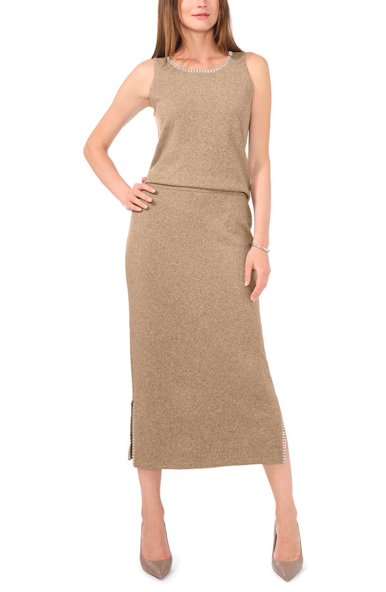 Vince Camuto Whipstitch Sleeveless Sweater, Alternate, color, Lunaria/ Antique White