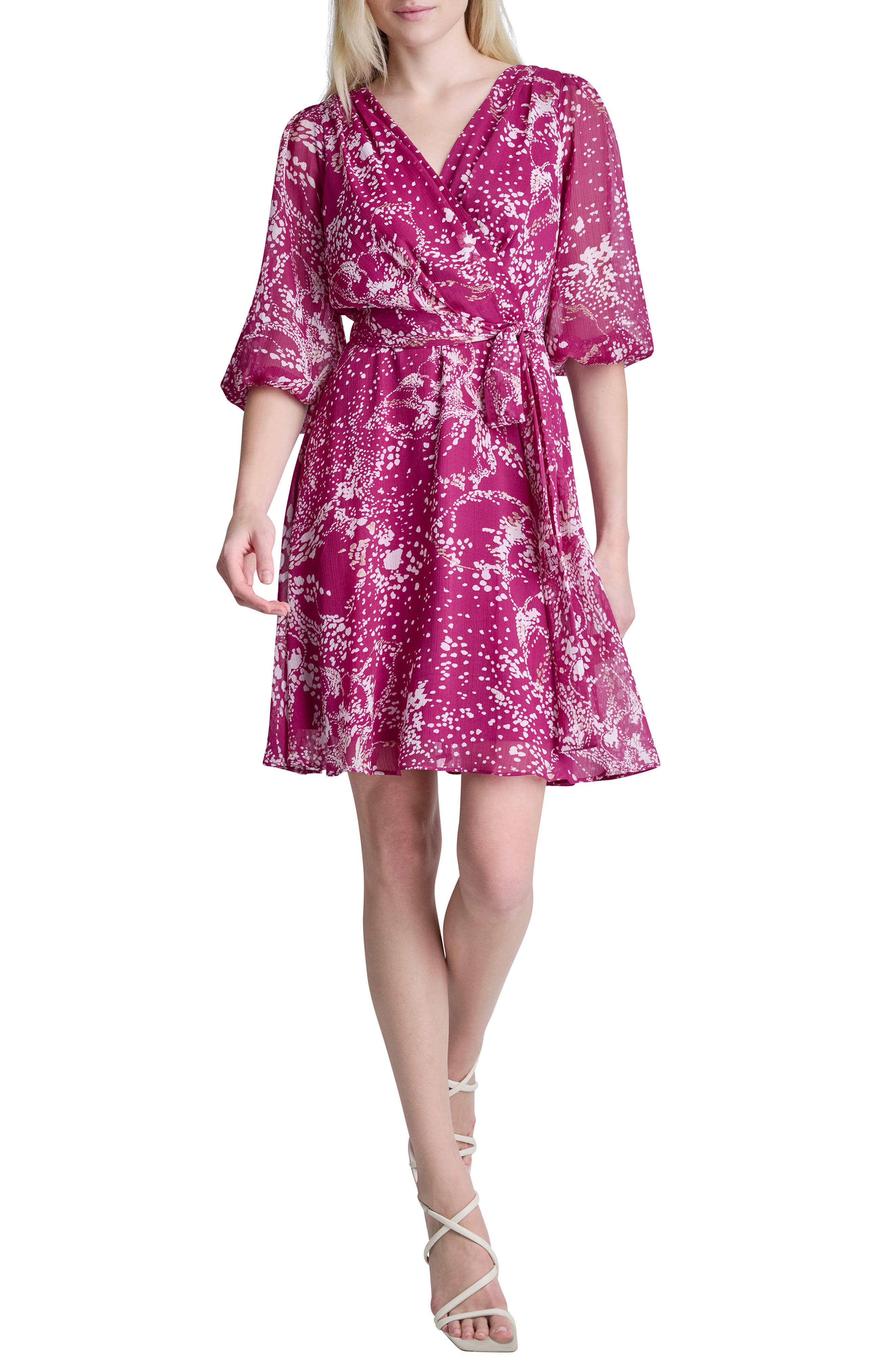 Faux Wrap Chiffon Dress