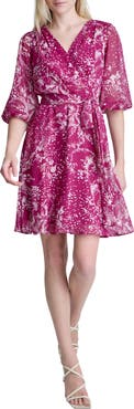 DKNY Faux Wrap Chiffon Dress