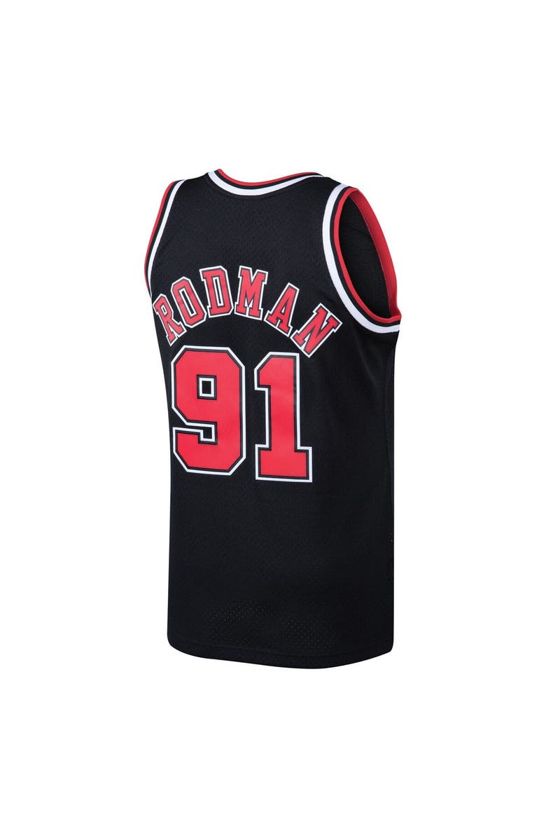 Mitchell & Ness Men's Mitchell & Ness Dennis Rodman Black Chicago Bulls 1997/98 Hardwood Classics Swingman Jersey, Alternate, color, 