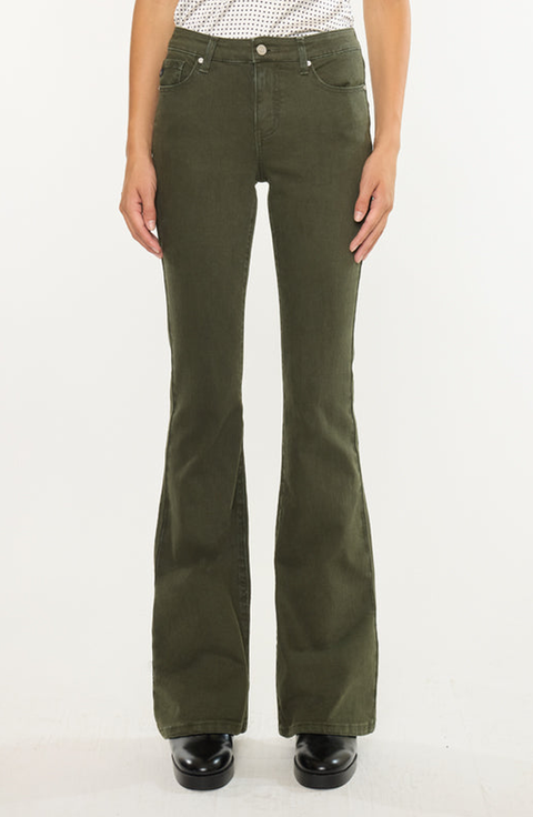 Olive High Rise Flare Jeans