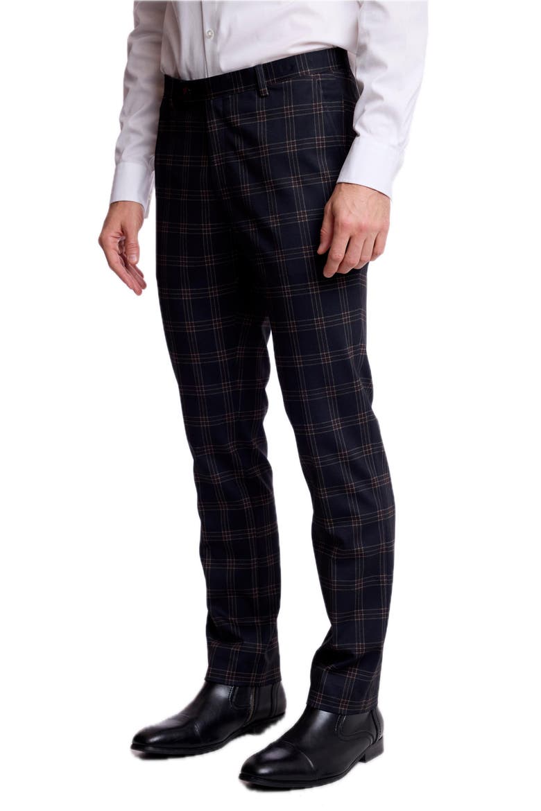 Downing Slim Fit Plaid Pants, Alternate, color, BLACK RED KNIT PLAID