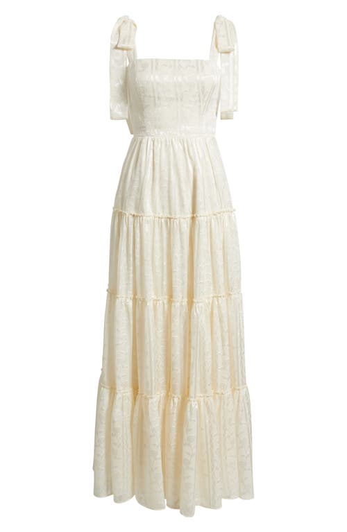 Lulus Andrea Jacquard Maxi Cocktail Dress In Cream