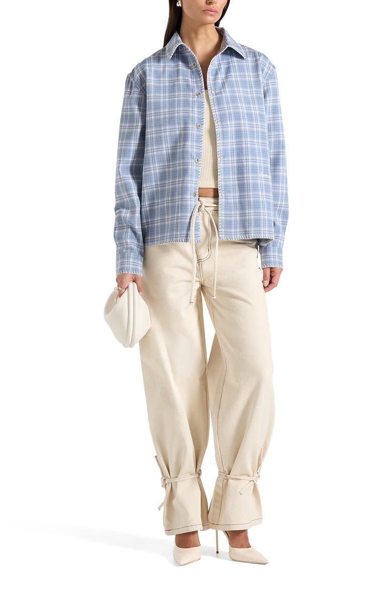 Blake Unisex Whipstitch Check Shirt, Main, color, Blue