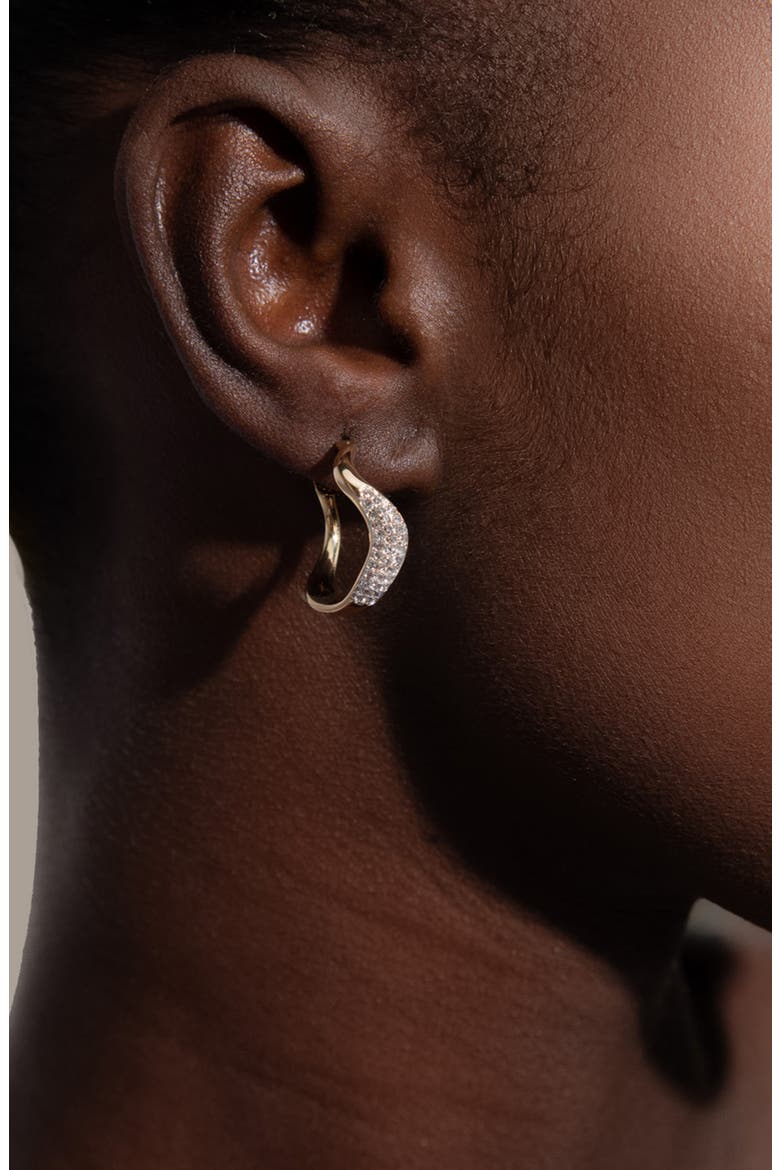 Curved Mini Pave Hoop Earrings in Gold, Alternate, color, Gold