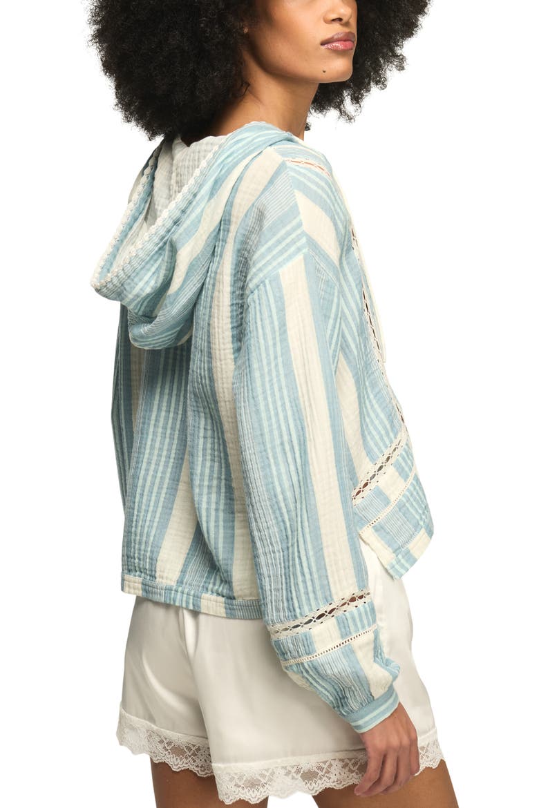 Stripe Lace Inset Guaze Hoodie, Alternate, color, BLUE STRIPE