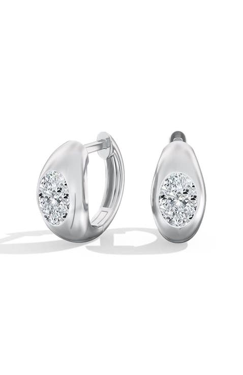 Oval Domed Lab Diamond Huggie in 14K Gold