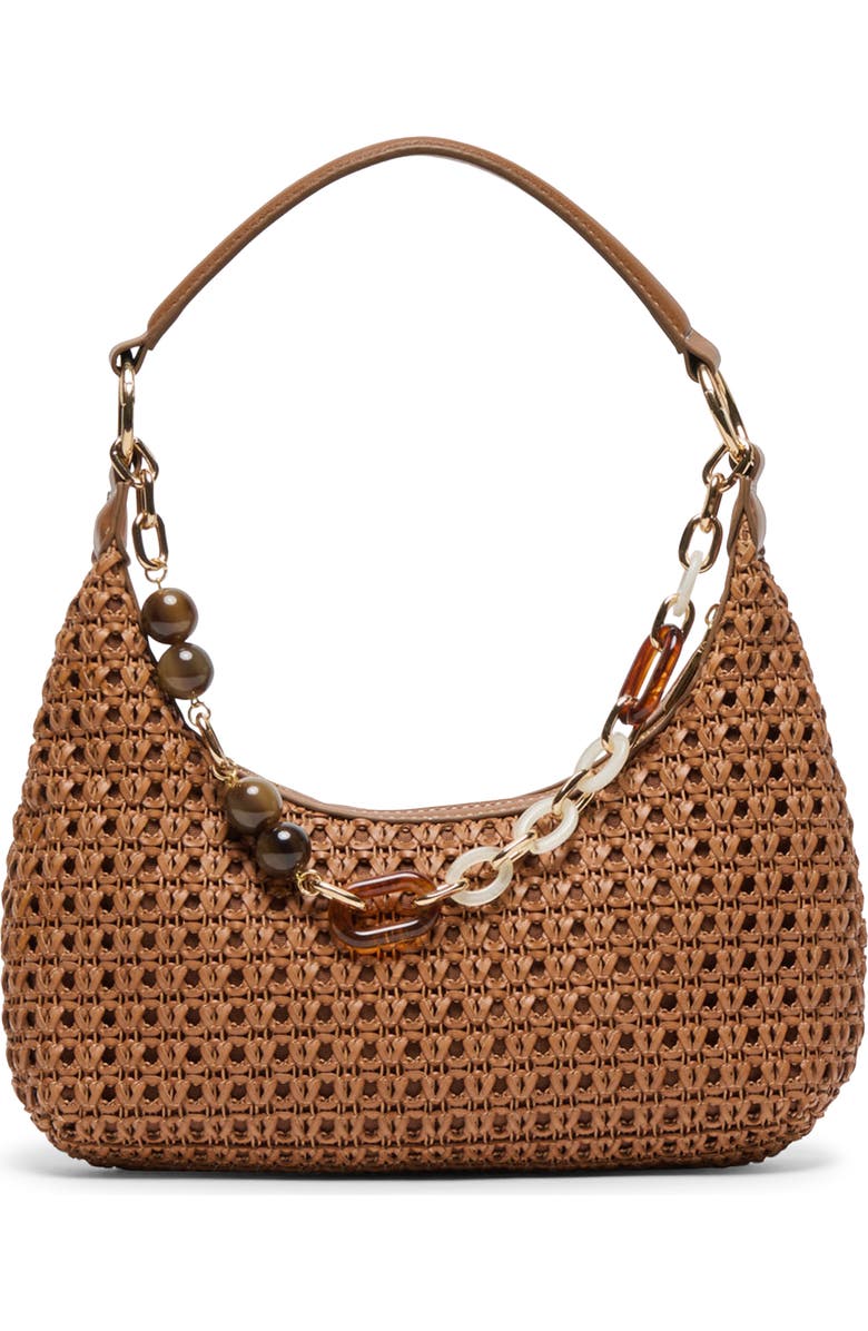 Dolce Vita Poppie Woven Faux Leather Shoulder Bag, Main, color, Saddle