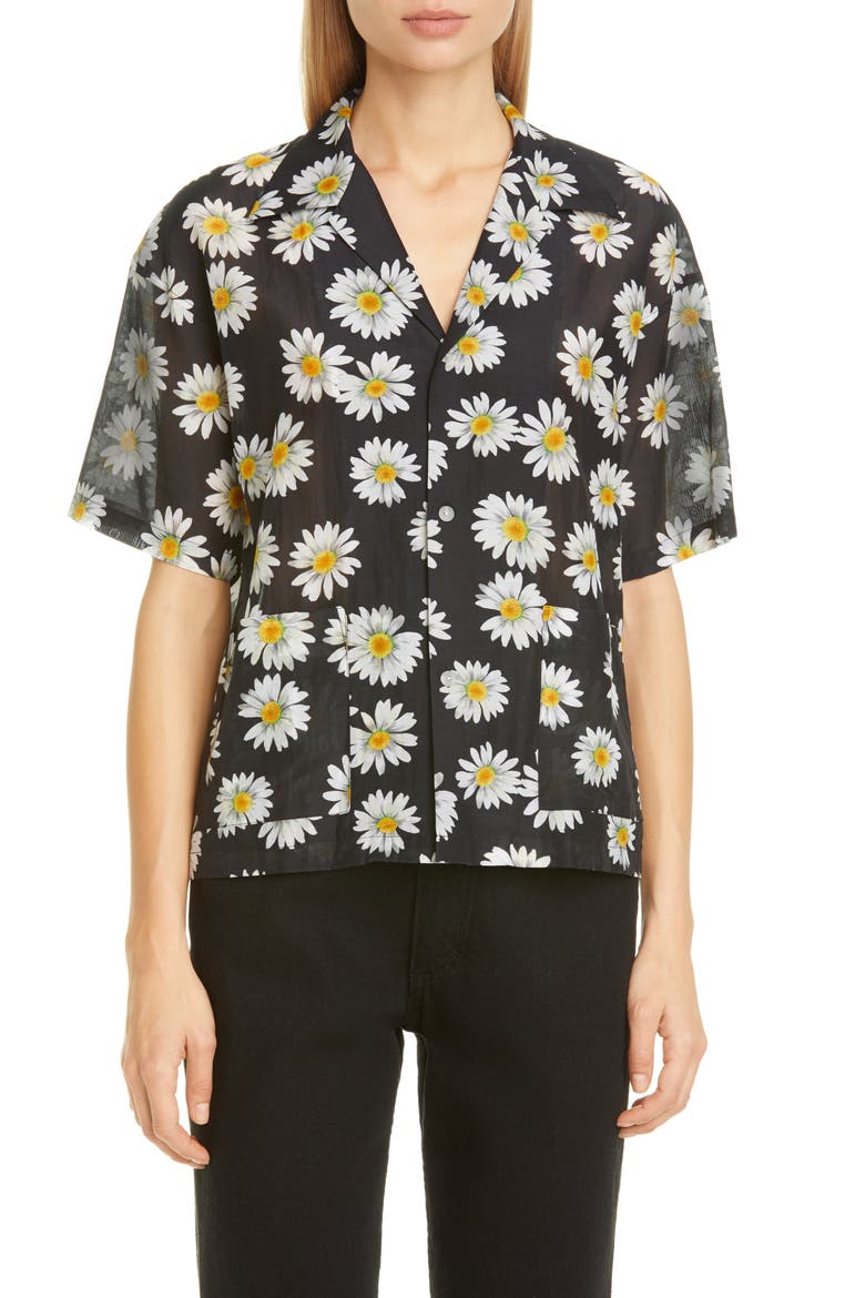 Resort Daisy Print Button-Up Shirt, Main, color, DAISY