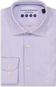 Victor Emmanuel Modern Fit Microcheck Tech Stretch Dress Shirt