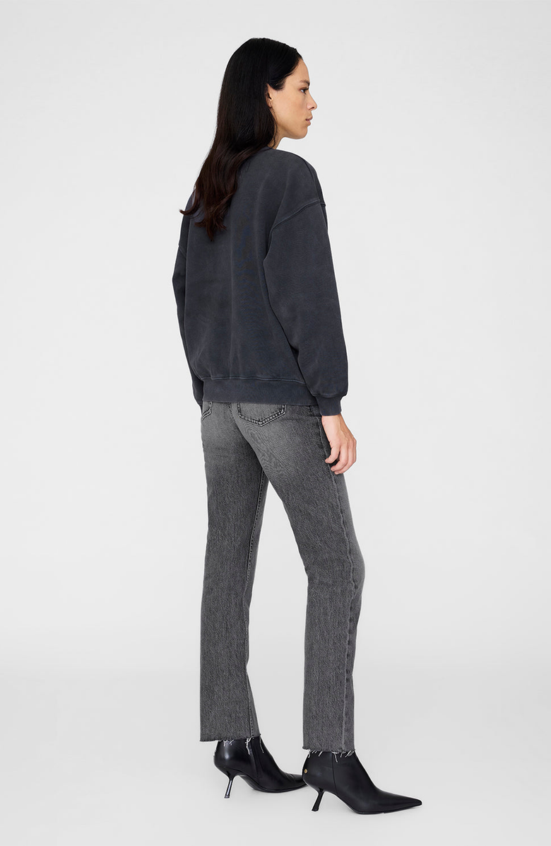 ANINE BING Spencer Leopard Sweatshirt, Alternate, color, Washed Black