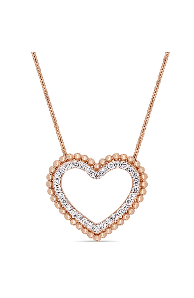 Julianna B. Diamond Heart Necklace 14k Rose Gold, Main, color, 