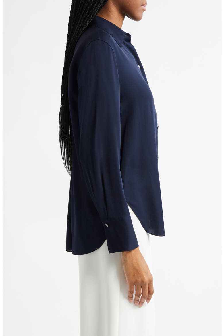 Stretch Silk Button-Up Shirt, Alternate, color, COASTAL