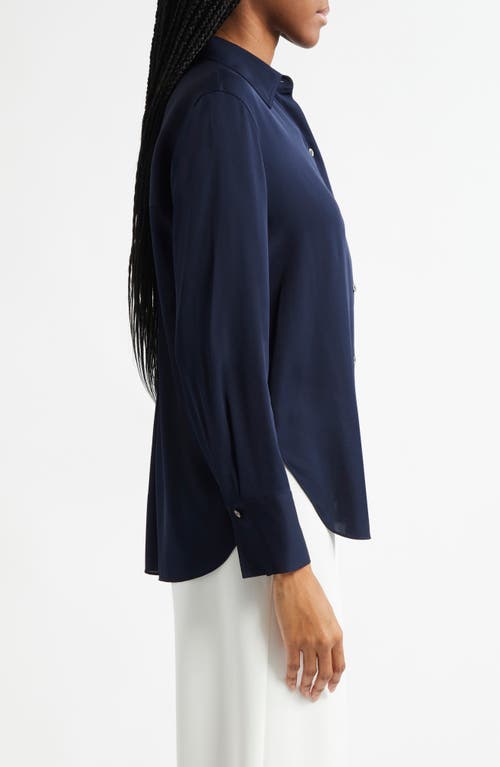 Vince Relaxed Linen Button-front Shirt In Blue