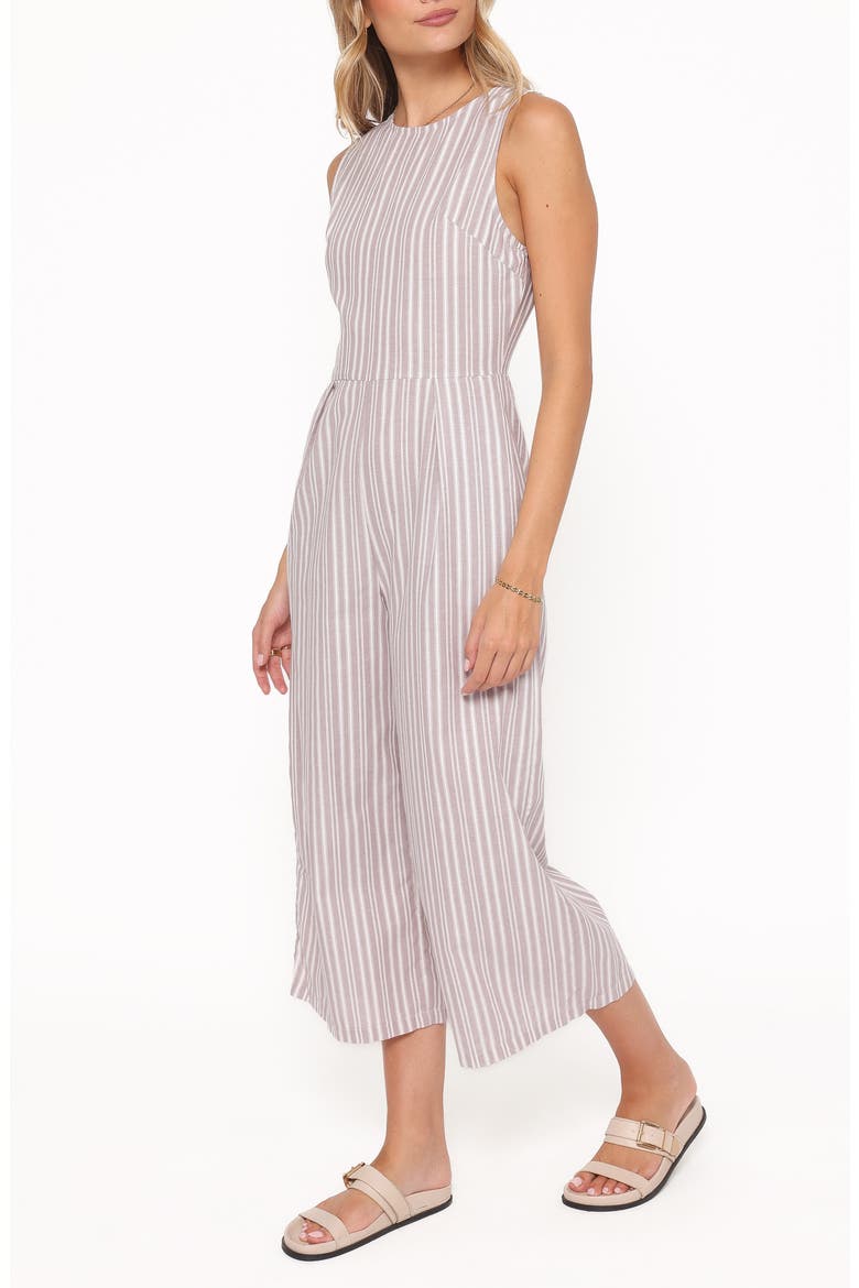 Ester Sleeveless Crop Cotton Jumpsuit, Alternate, color, BEIGE/ WHITE STRIPE