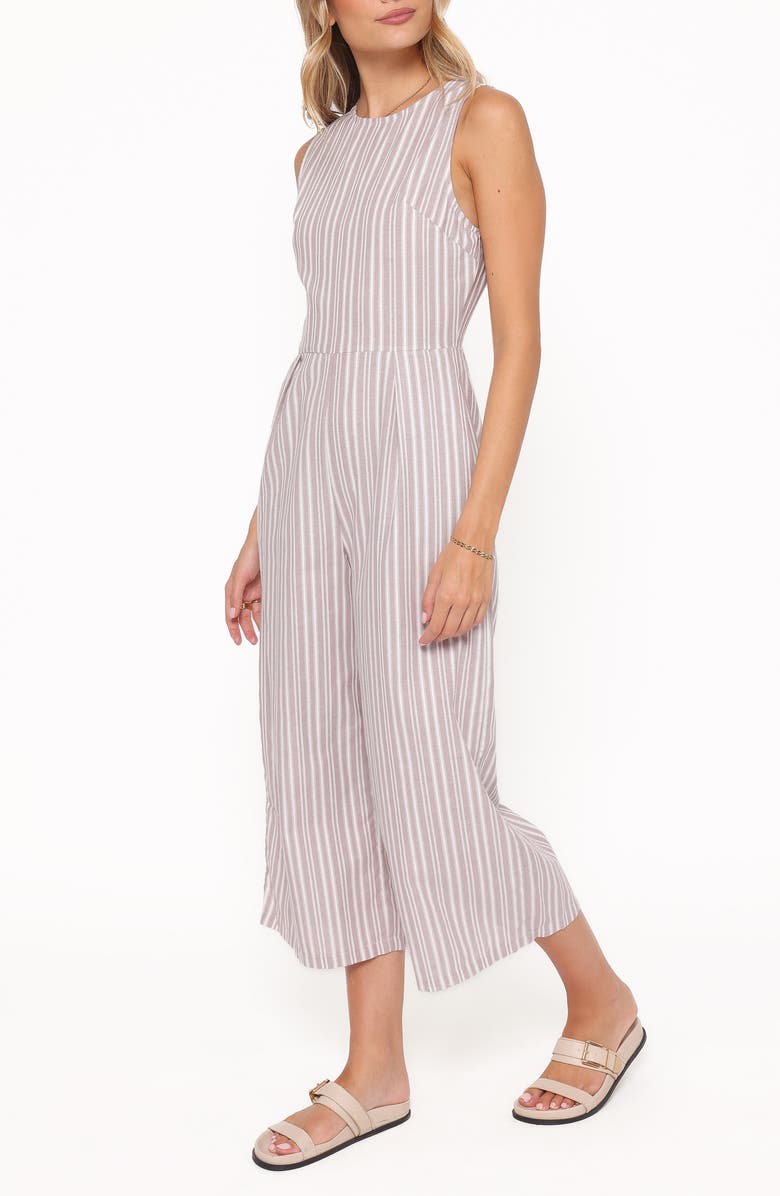 Petal & Pup Ester Sleeveless Crop Cotton Jumpsuit, Alternate, color, Beige/ White Stripe