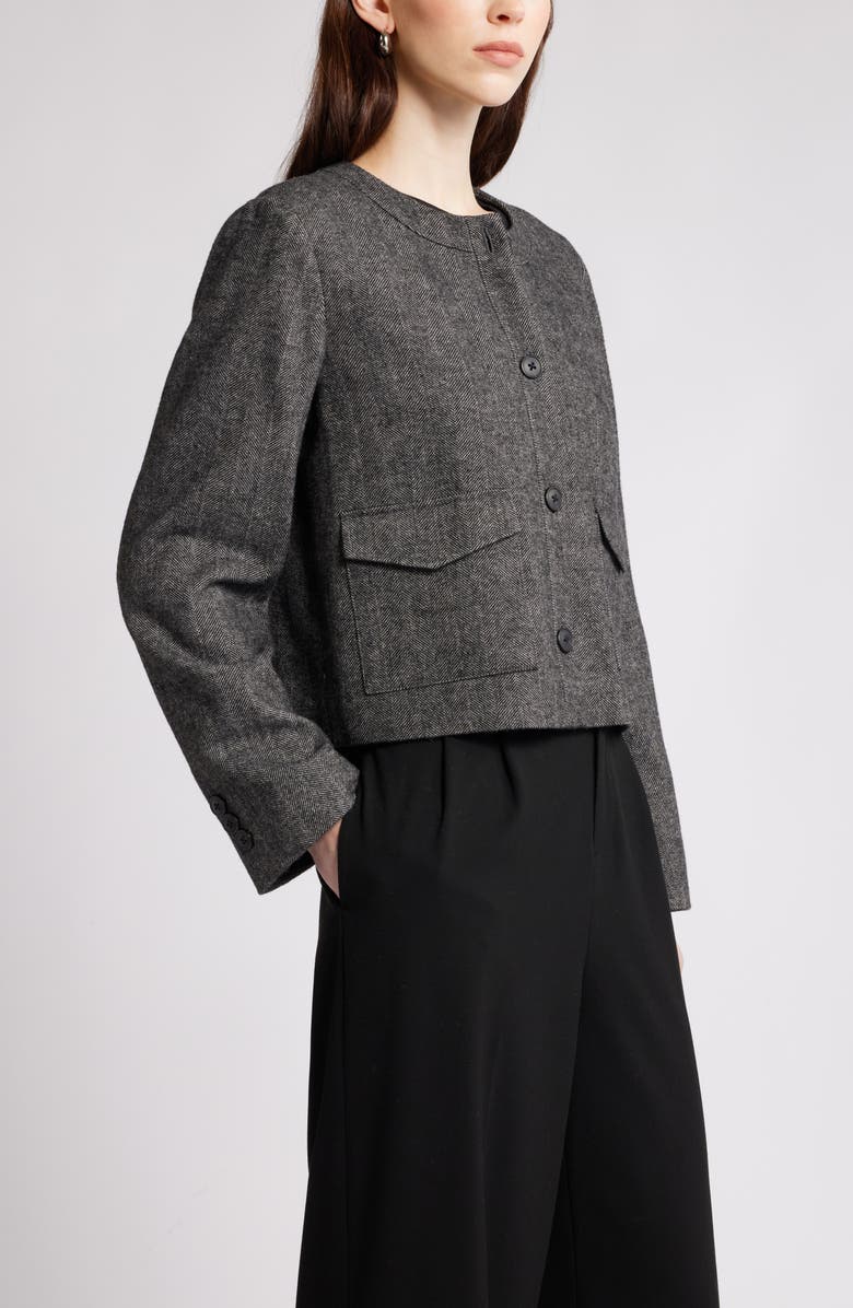 Nordstrom Collarless Herringbone Jacket, Alternate, color, 