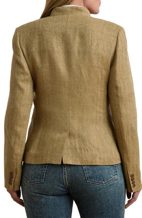 Ralph Lauren Womens Herringbone Linen Jacket 0 14p In Burgundy