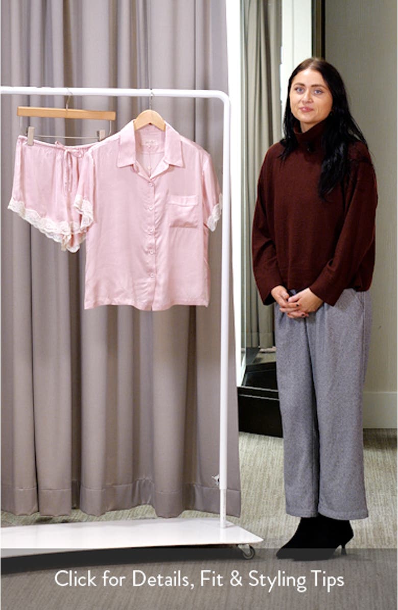 Annabelle Satin Lace Trim Short Pajamas, sales video thumbnail