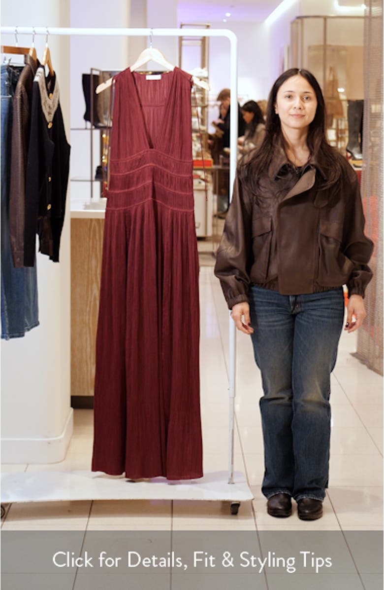 Tasneem Plissé Plunge Neck Gown, sales video thumbnail