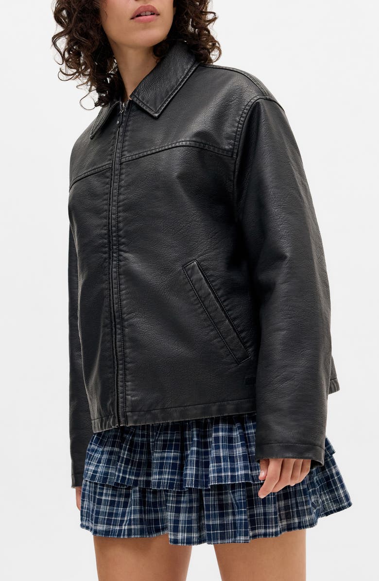 BDG Urban Outfitters Dex Wadded Faux Leather Jacket, Main, color, Black