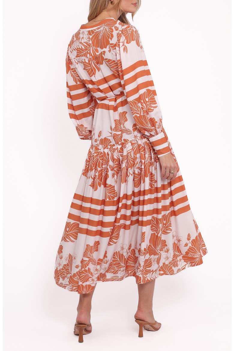 Jules Mixed Print Long Sleeve Dress, Alternate, color, WHITE/ ORANGE