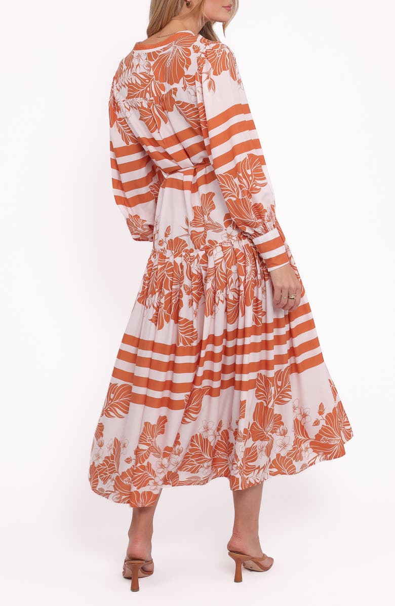 Petal & Pup Jules Mixed Print Long Sleeve Dress, Alternate, color, White/ Orange