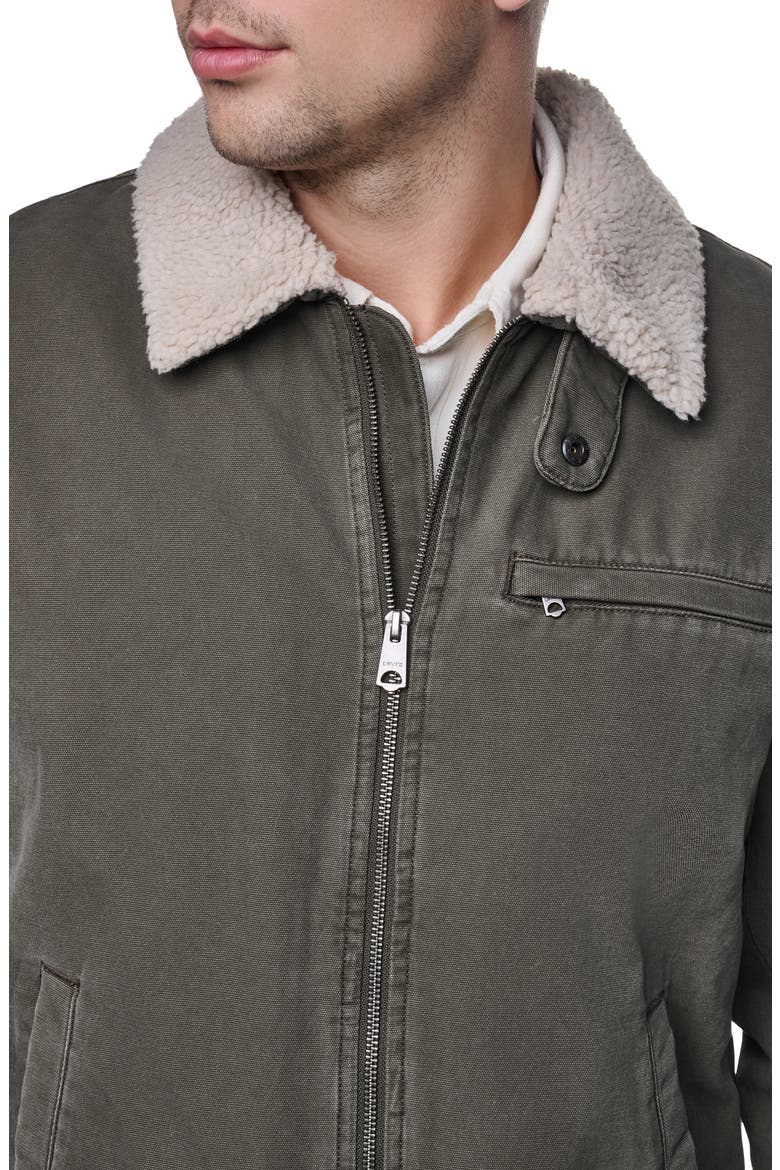 Western Utility Jacket with Faux Shearling Collar, Alternate, color, OLIVE
