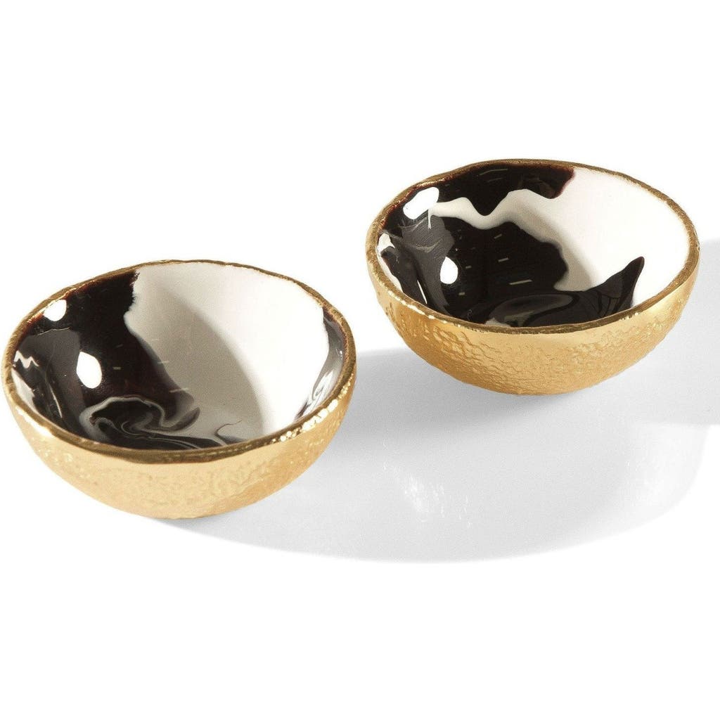 Lunares Bianco Nero Salt & Pepper Set In Metallic