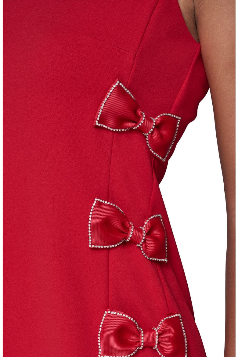 Rhinestone Bow Scuba Sheath Dress, Alternate, color, ADMIRAL RED
