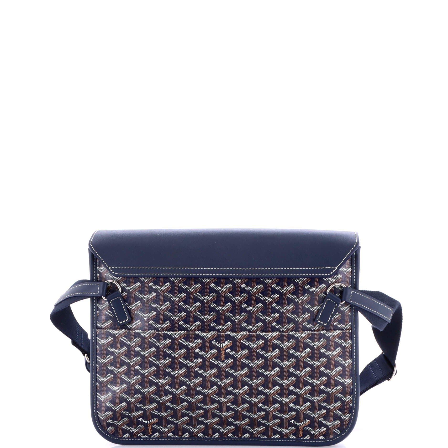 Pre-Owned Goyard Coursier Messenger Bag Coated Canvas and Leather, Alternate, color, Blue